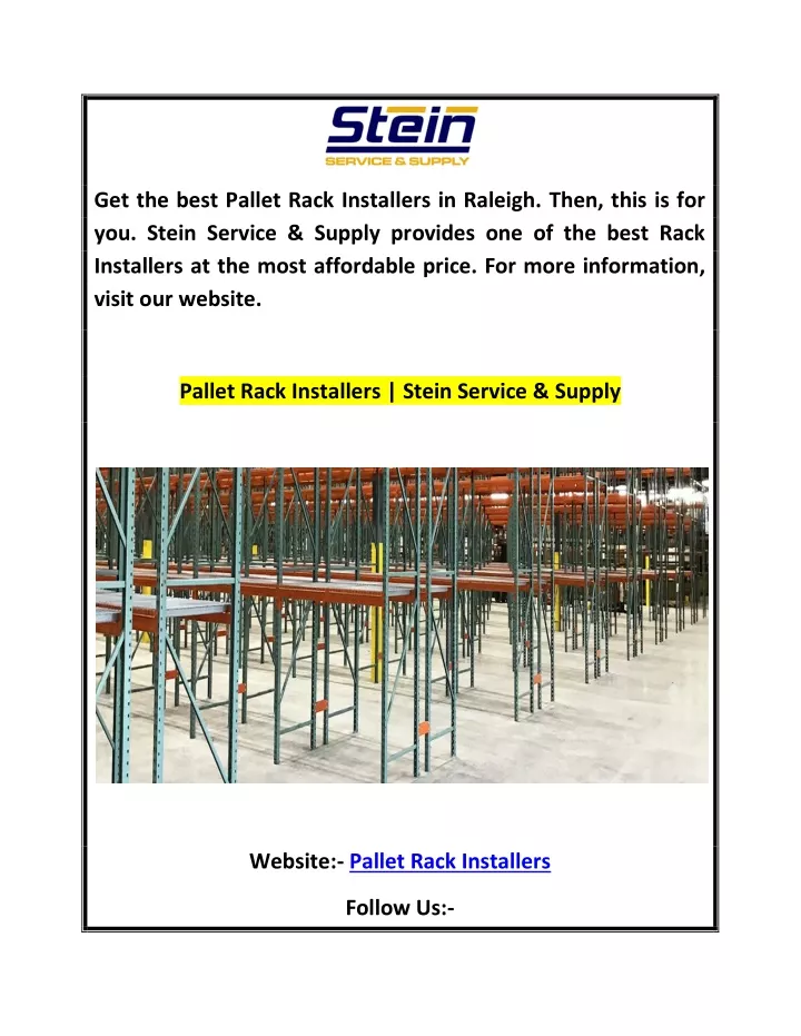 get the best pallet rack installers in raleigh