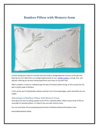bamboo pillow with memory foam