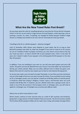 what are the new travel rules post brexit