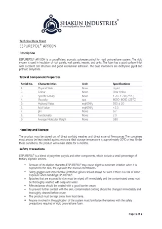 technical data sheet espurepol ar100n