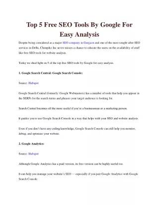 top 5 free seo tools by google for easy analysis