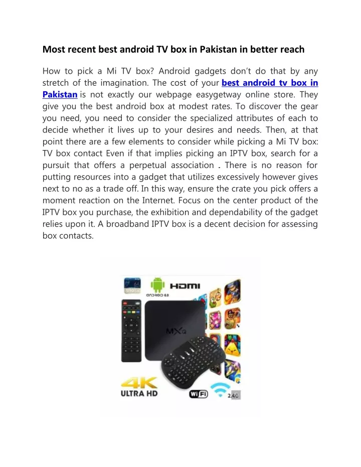 most recent best android tv box in pakistan