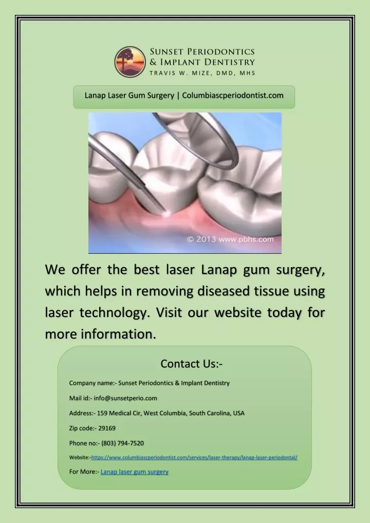 lanap laser gum surgery columbiascperiodontist com
