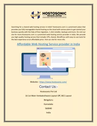 Affordable Web Hosting Service Provider in India | Hostosonic.com