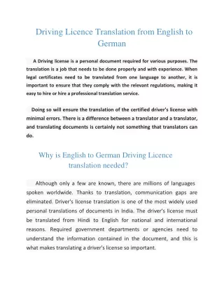 Driving Licence Translation English to German-