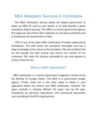 MEA Attestation Services in Coimbatore-