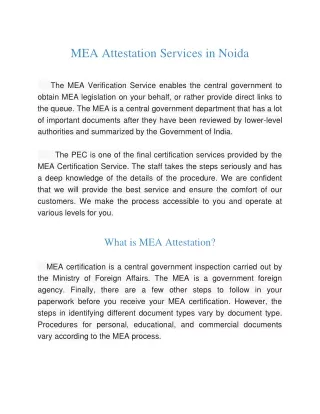 MEA Attestation Services in Noida-