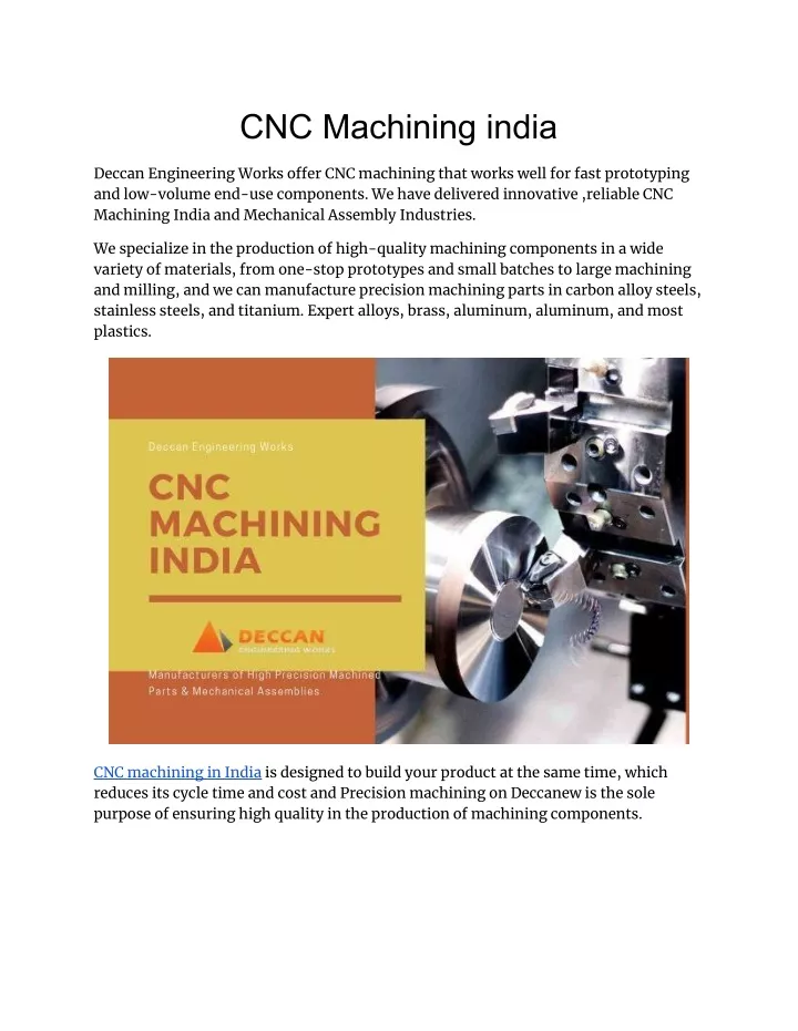 cnc machining india