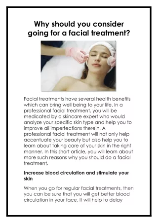 why should you consider going for a facial