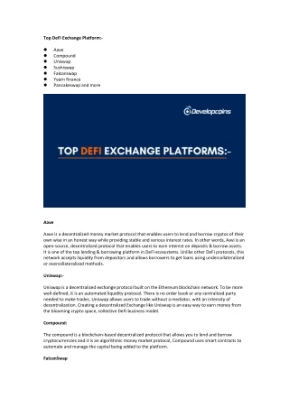 top defi exchange platform