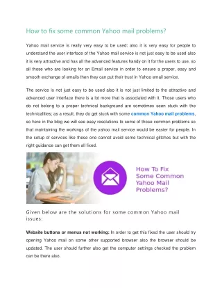 how to fix some common yahoo mail problems