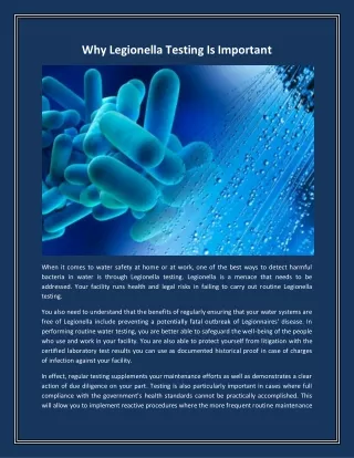 legionella testing bradford