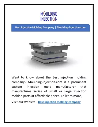 Best Injection Molding Company | Moulding-injection.com