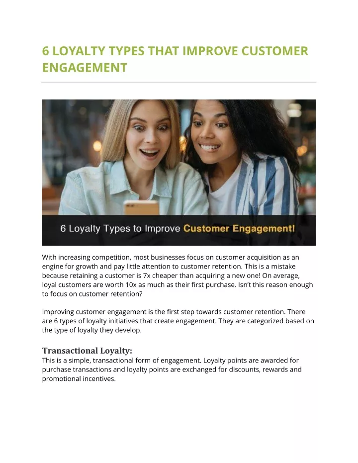 6 loyalty types that improve customer engagement