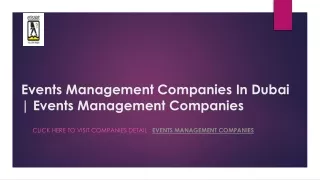 Events Management Companies In Dubai | Events Management Companies