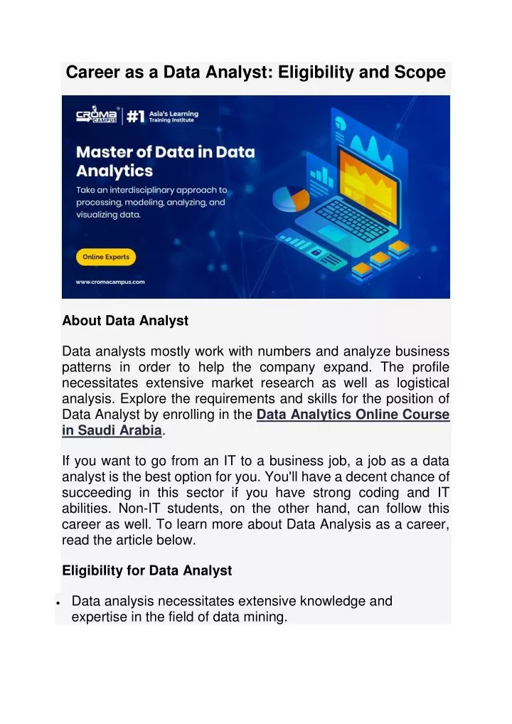 career as a data analyst eligibility and scope