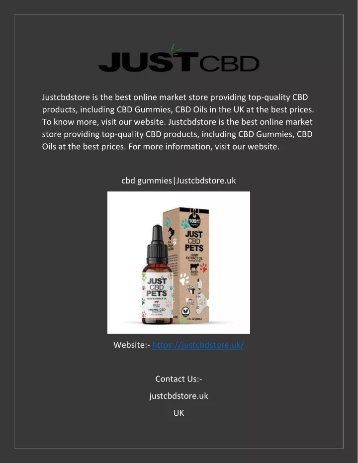 justcbdstore is the best online market store