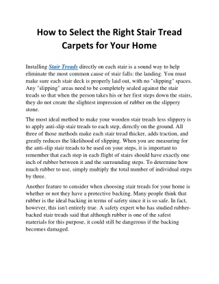 How to Select the Right Stair Tread Carpets for Your Home