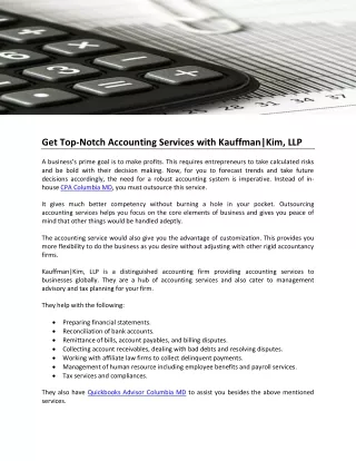 Get Top-Notch Accounting Services with Kauffman Kim, LLP