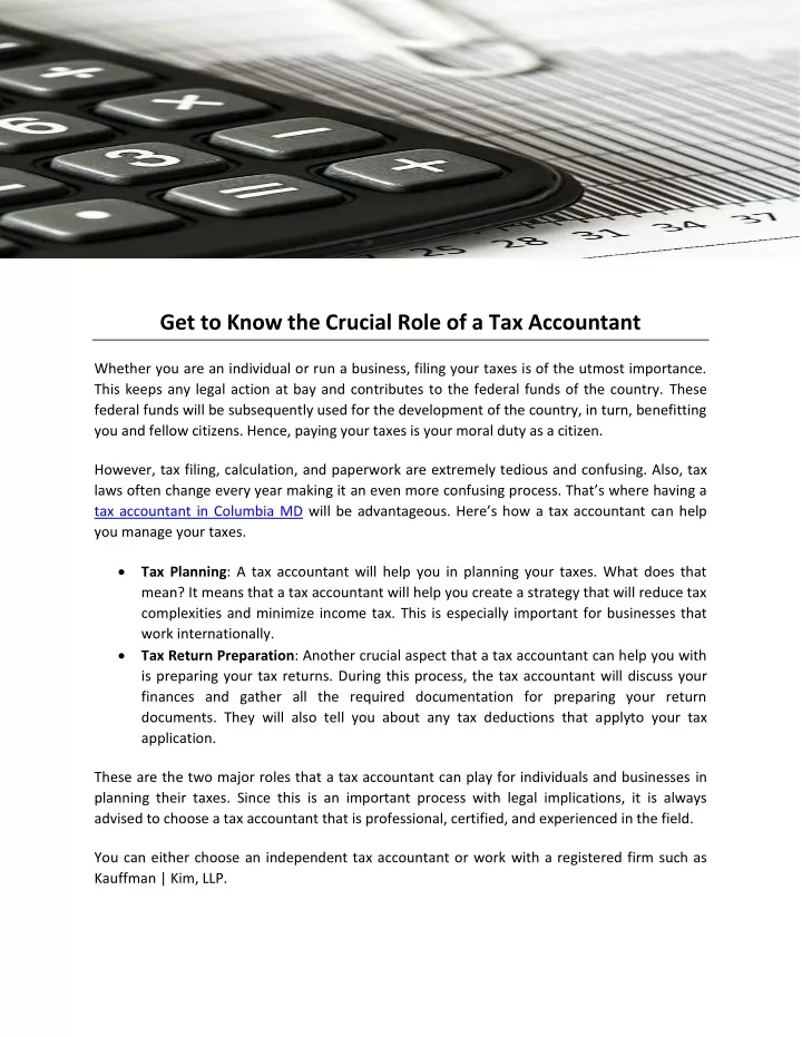 get to know the crucial role of a tax accountant