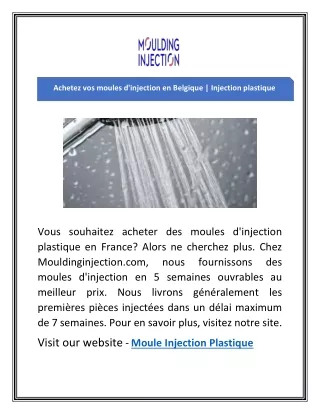 Achetez vos moules d'injection en Belgique | Injection plastique
