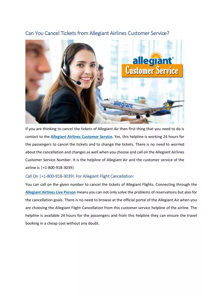 can you cancel tickets from allegiant airlines