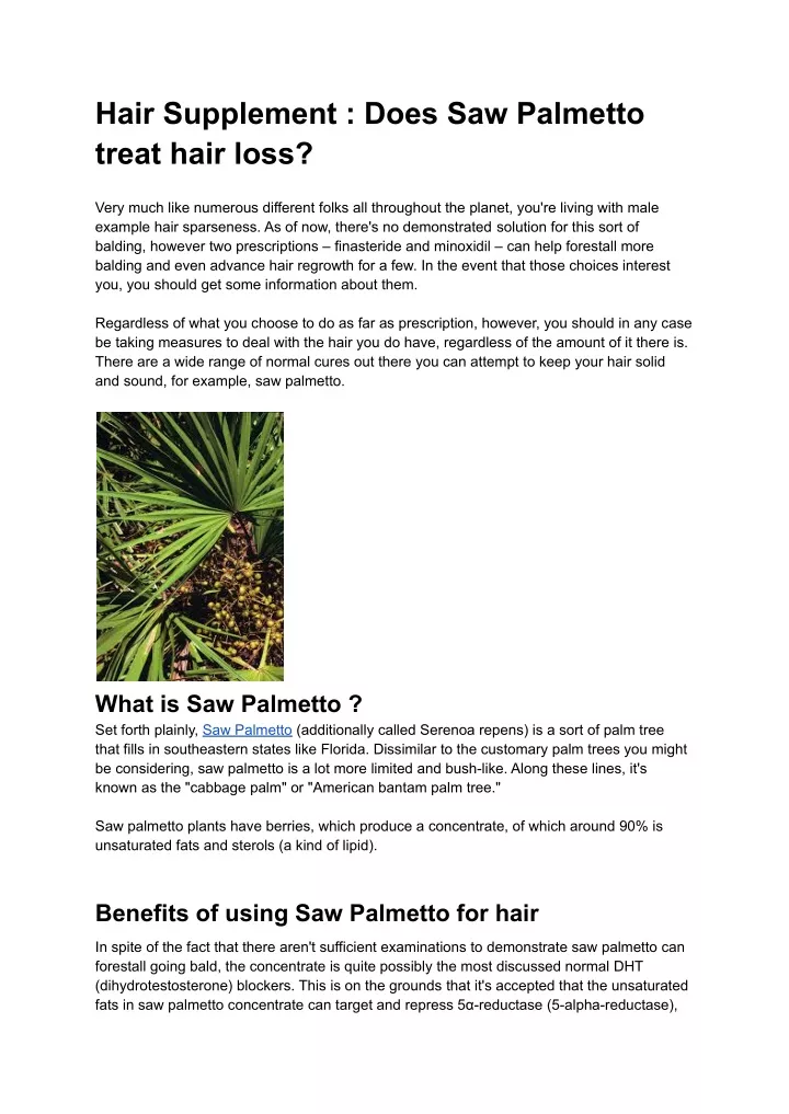 hair supplement does saw palmetto treat hair loss