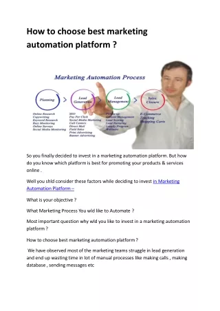 How to choose best marketing automation platform?