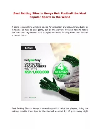 Best Betting Sites in Kenya Bet Football the Most Popular Sports in the World