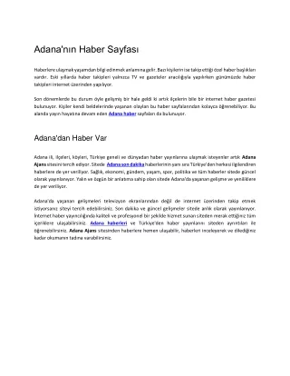 Adana'nın haber sayfası