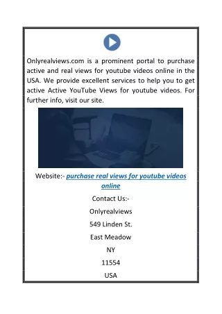 Purchase Real Views for Youtube Videos Online | Onlyrealviews.com