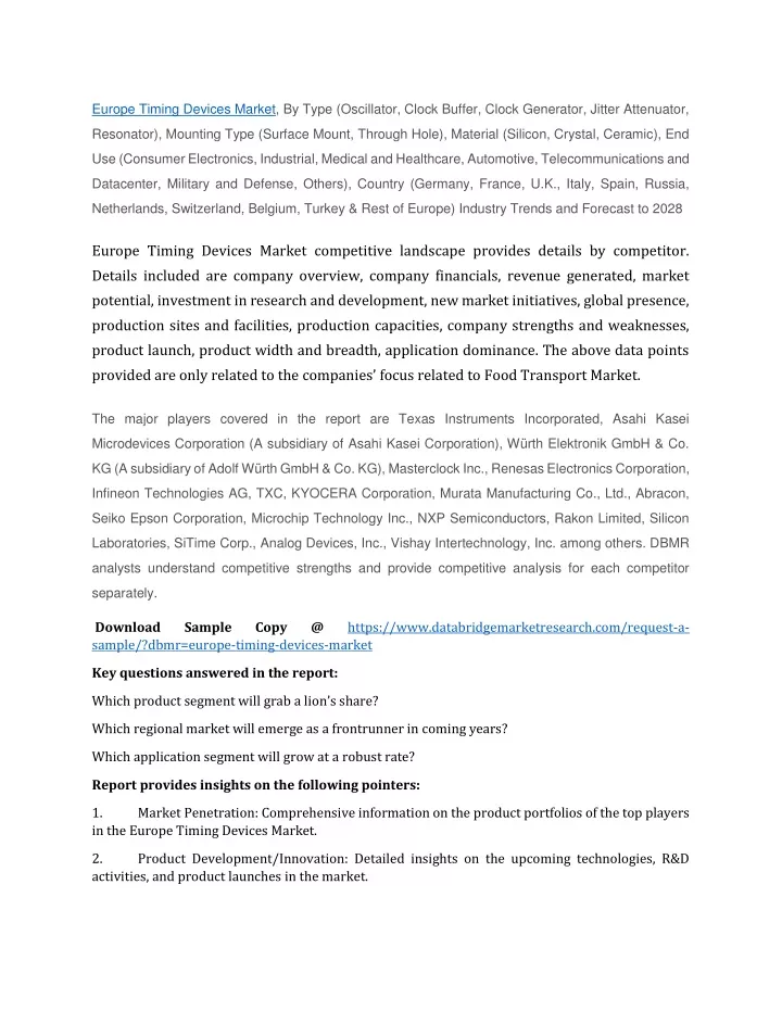 europe timing devices market by type oscillator