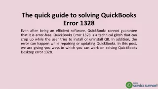 The quick guide to solving QuickBooks Error 1328