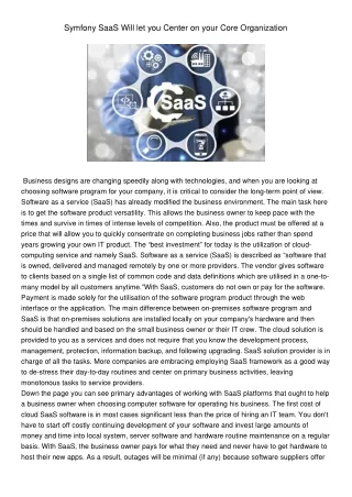symfony saas will let you center on your core