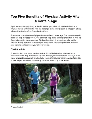top five benefits of physical activity after