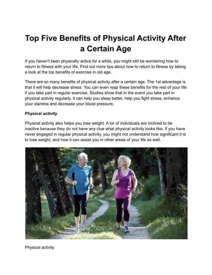 top five benefits of physical activity after