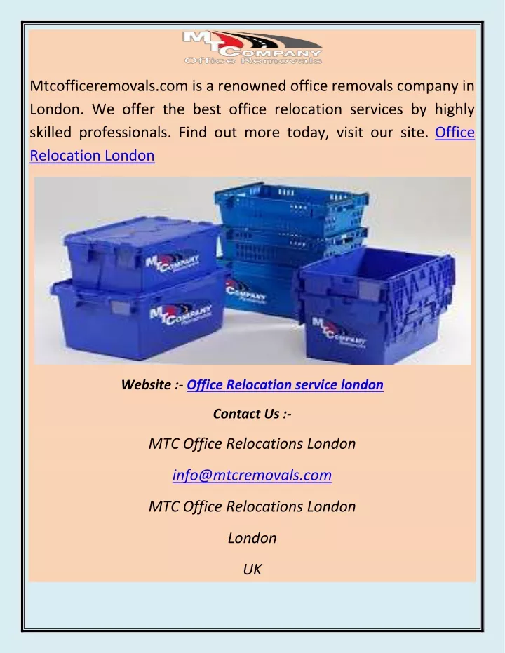 mtcofficeremovals com is a renowned office