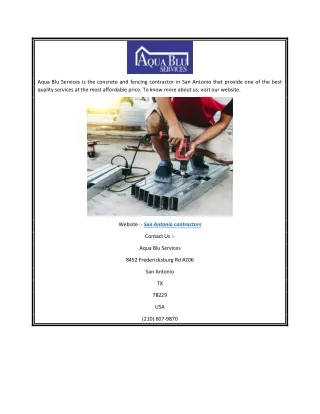 San Antonio contractors Aqua Blu Services