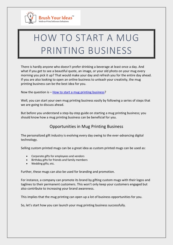 how to start a mug printing business