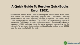 a quick guide to resolve quickbooks error 12031
