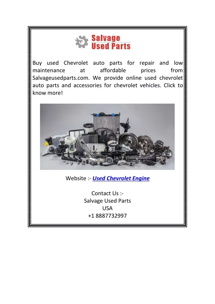 buy used chevrolet auto parts for repair