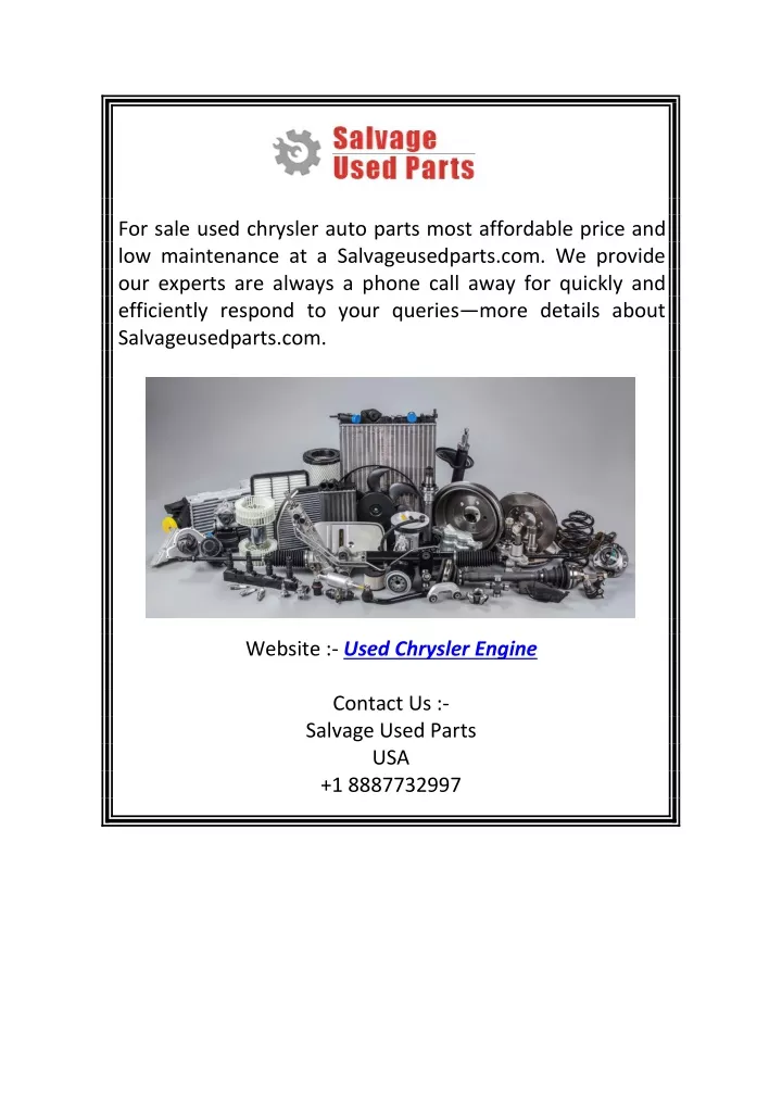 for sale used chrysler auto parts most affordable