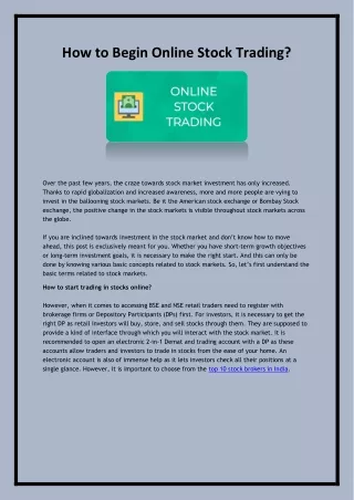 how to begin online stock trading