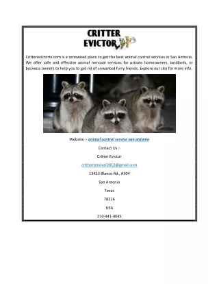 Animal Control Service San Antonio  Critterevictortx.com