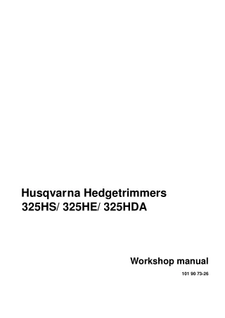 Husqvarna Hedgetrimmers 325HS Service Repair Manual