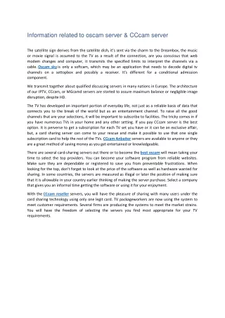 information related to oscam server cccam server