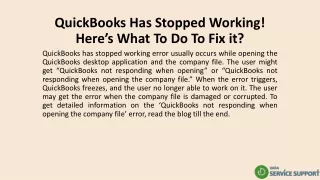 QuickBooks Has Stopped Working! Here’s What To Do To Fix it?
