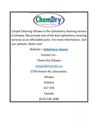 Upholstery cleaner | Carpet Cleaning Ottawa