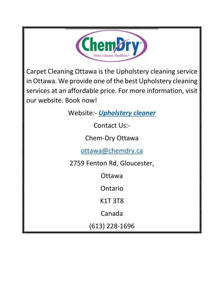 carpet cleaning ottawa is the upholstery cleaning