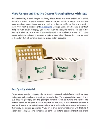 make unique and creative custom packaging boxes